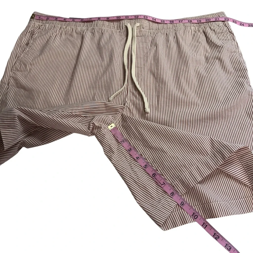 Banana Republic Men's‎ Deck Shorts XXL Red Stripe Cotton Blend Drawstring Casual
